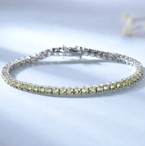 Light Yellow Round Cut Bracelet In Sterling Silver
