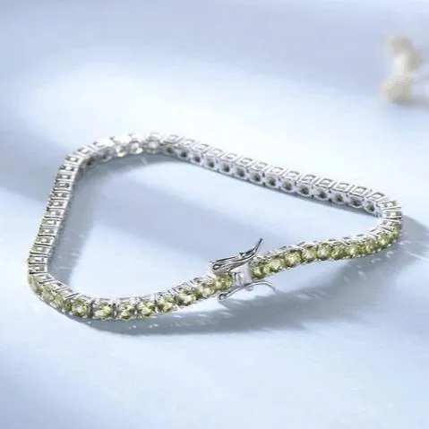 Light Yellow Round Cut Bracelet In Sterling Silver