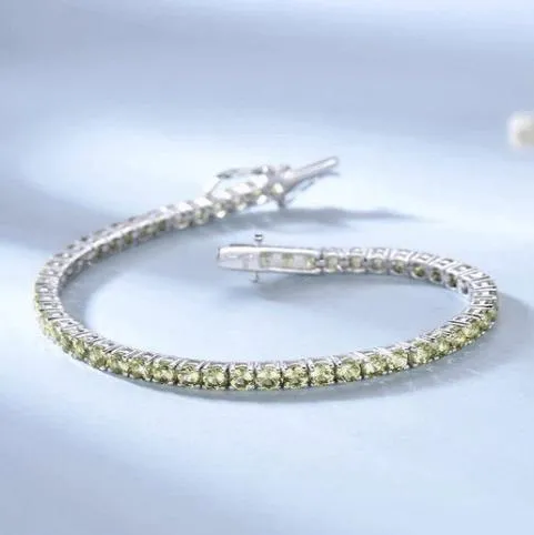 Light Yellow Round Cut Bracelet In Sterling Silver