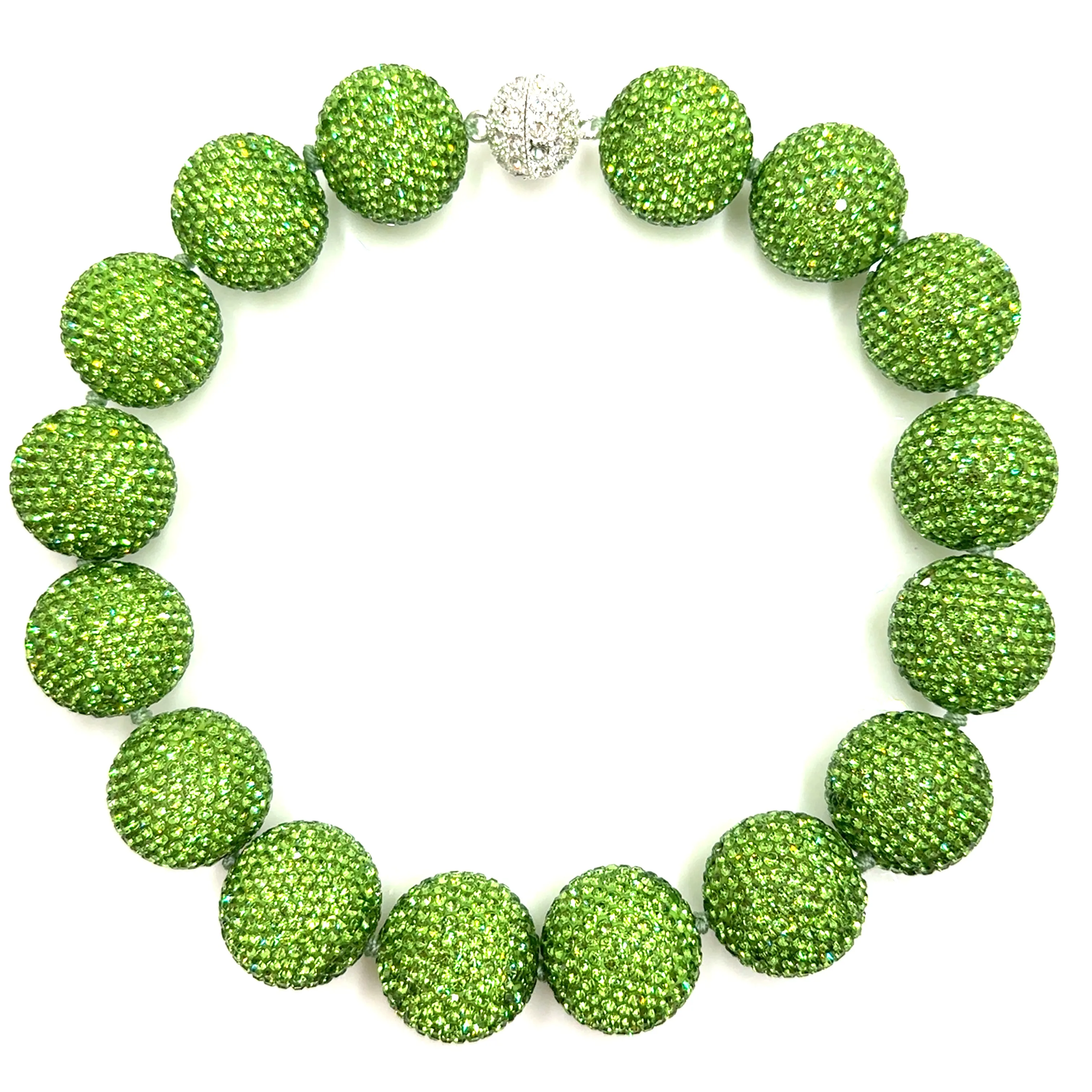 Lime Green Crystal Sphere Statement Necklace