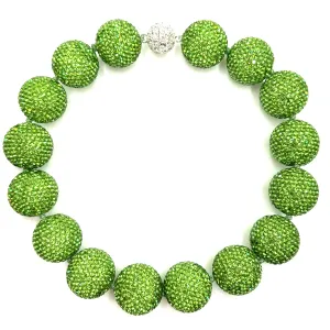 Lime Green Crystal Sphere Statement Necklace