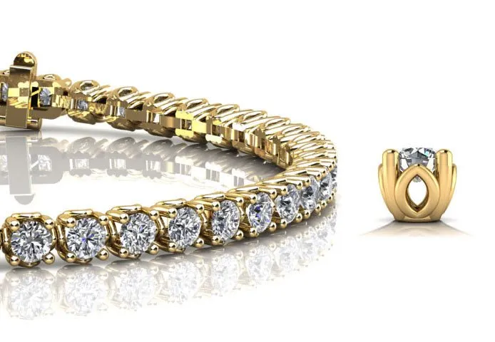 Lotus Flower Lab-Grown Diamond Tennis Bracelet with 2.01 ct.(finished) 2mm