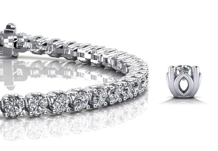 Lotus Flower Lab-Grown Diamond Tennis Bracelet with 2.01 ct.(finished) 2mm