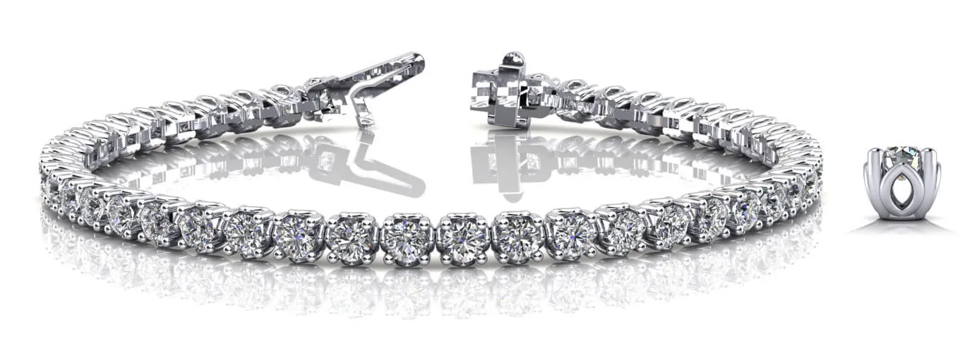 Lotus Flower Lab-Grown Diamond Tennis Bracelet with 2.01 ct.(finished) 2mm