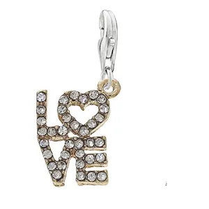 Love Clip on Pendant Charm for Bracelet or Necklace