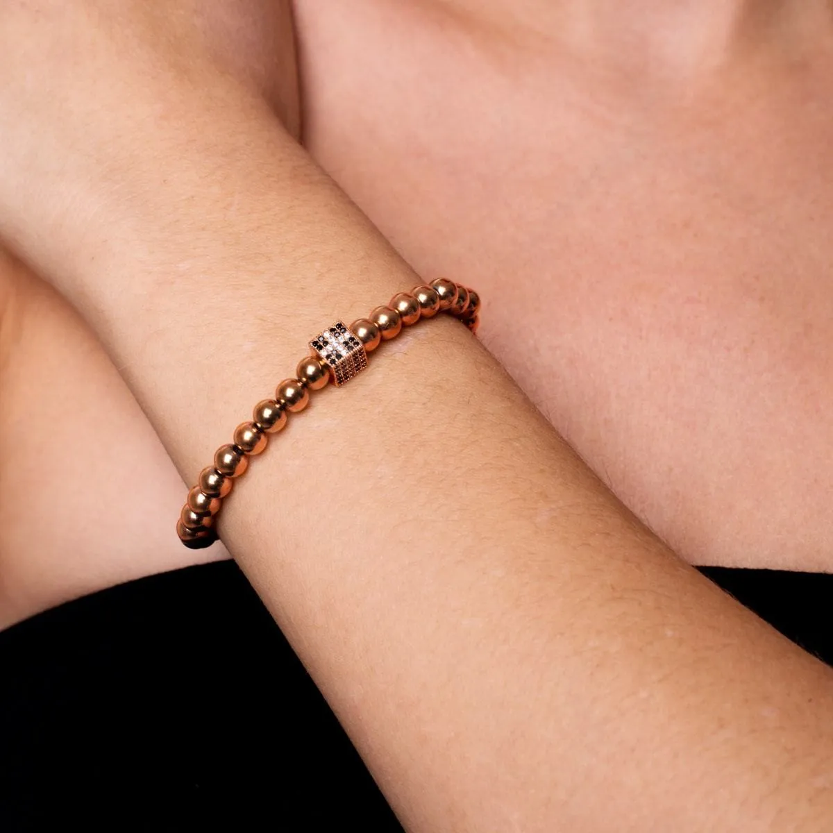 Lucky | 18k Rose Gold | Crystal Dice Charm Bracelet