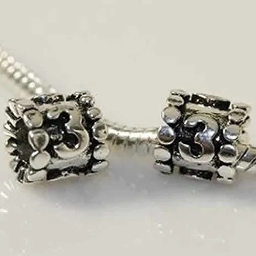 Lucky Number 3 Charm Beads Compatible with European Snake Chain Charm Bracelet