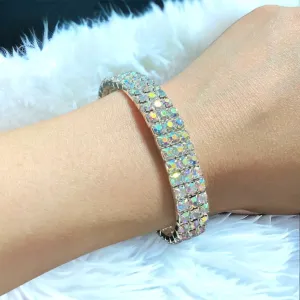 MADISON -  AB 3 row stretch rhinestone bracelet