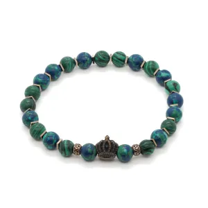 Malachite Stone Calmness Crown Charm Bracelet