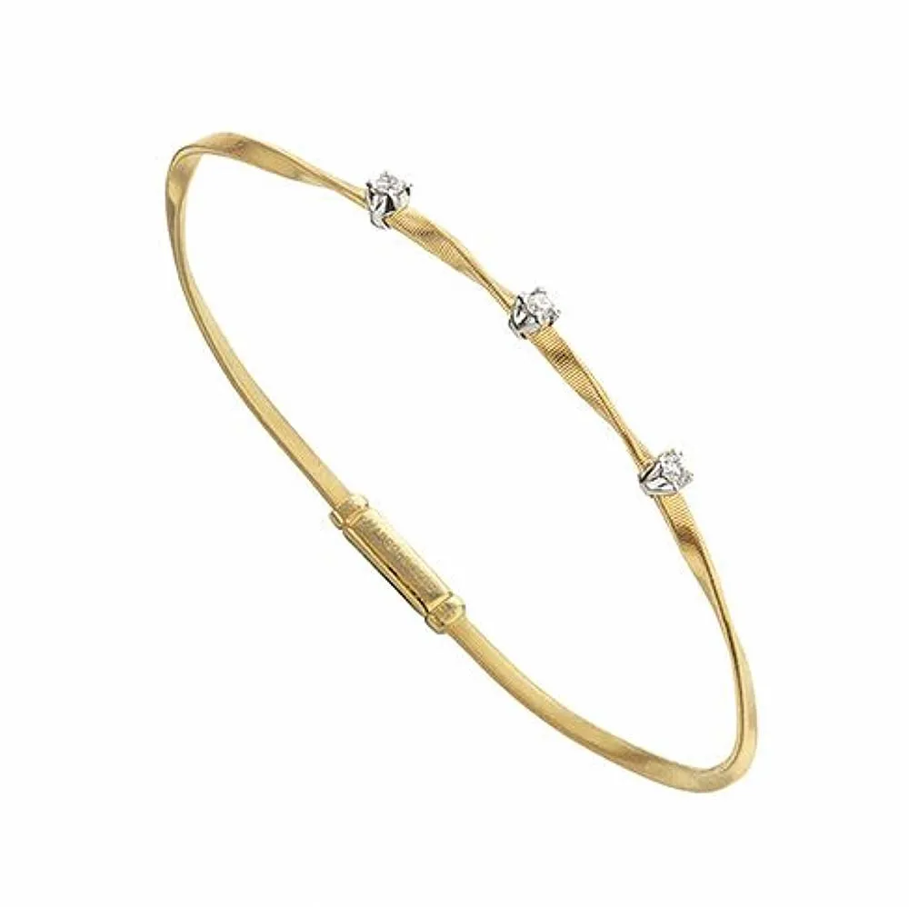 Marco Bicego Marrakech 18K Yellow Gold Three Diamond Bangle