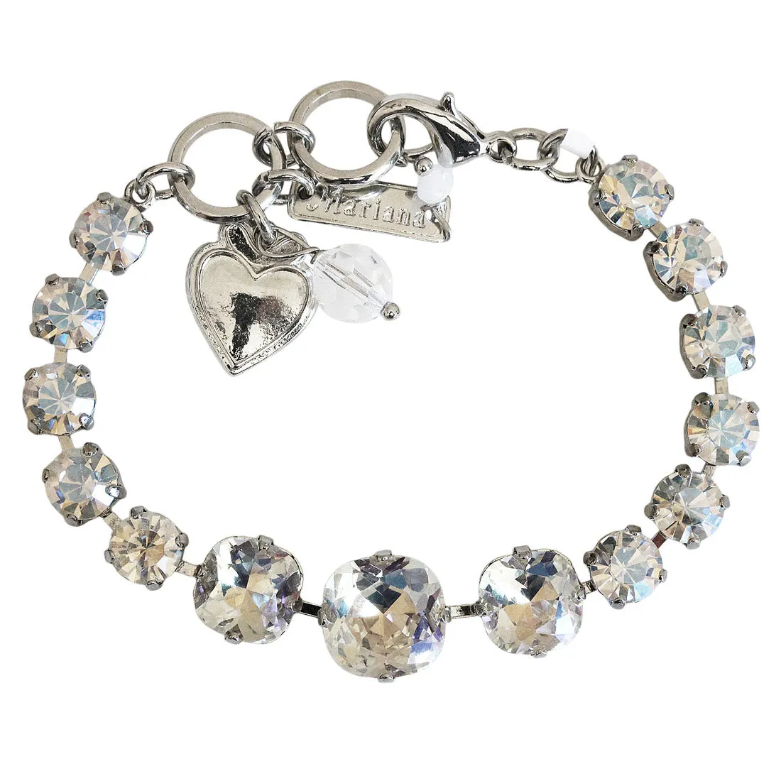 Mariana "Moonlight" Rhodium Plated Round and Cushion Cut Crystal Bracelet, 4326/3 001MOLro