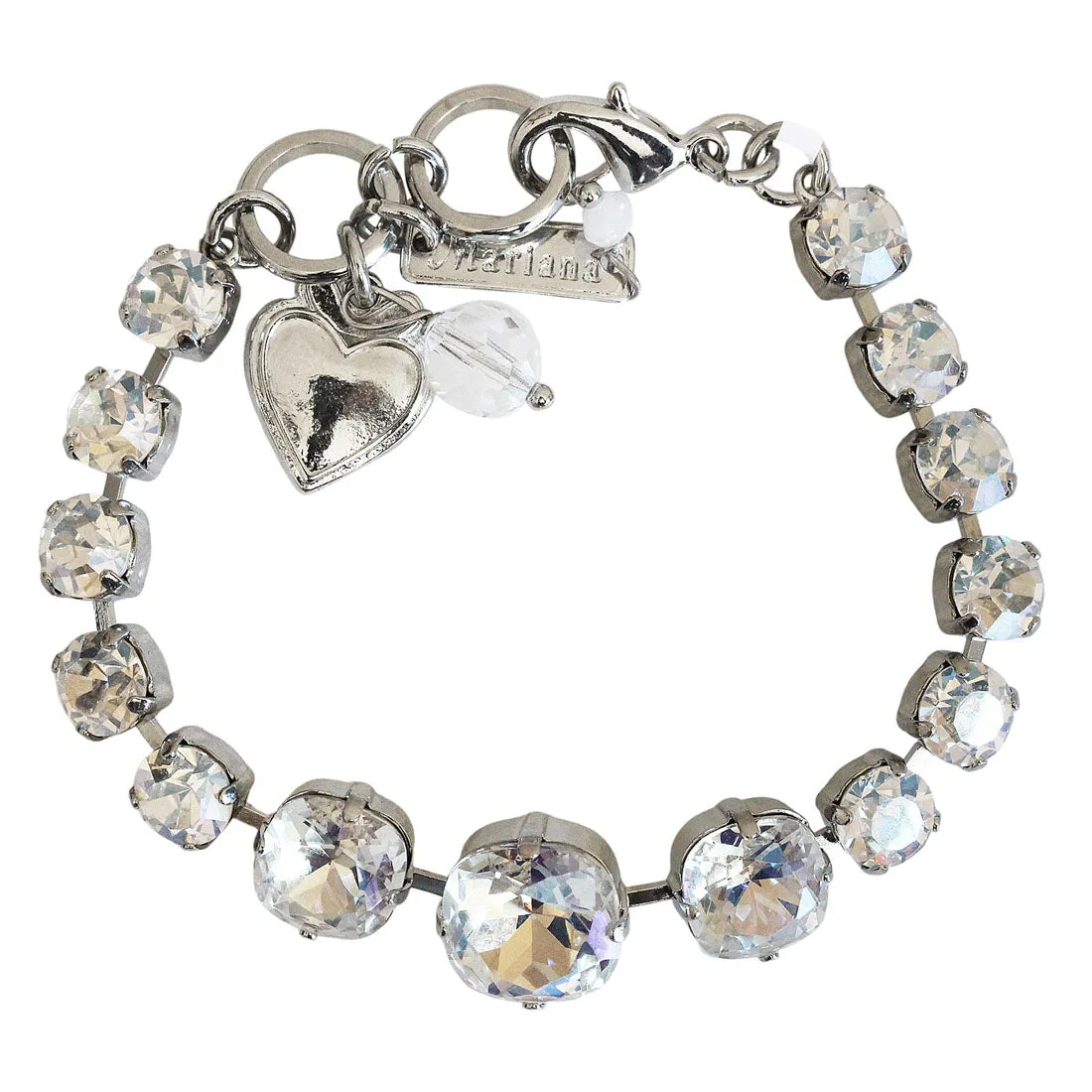 Mariana "Moonlight" Rhodium Plated Round and Cushion Cut Crystal Bracelet, 4326/3 001MOLro