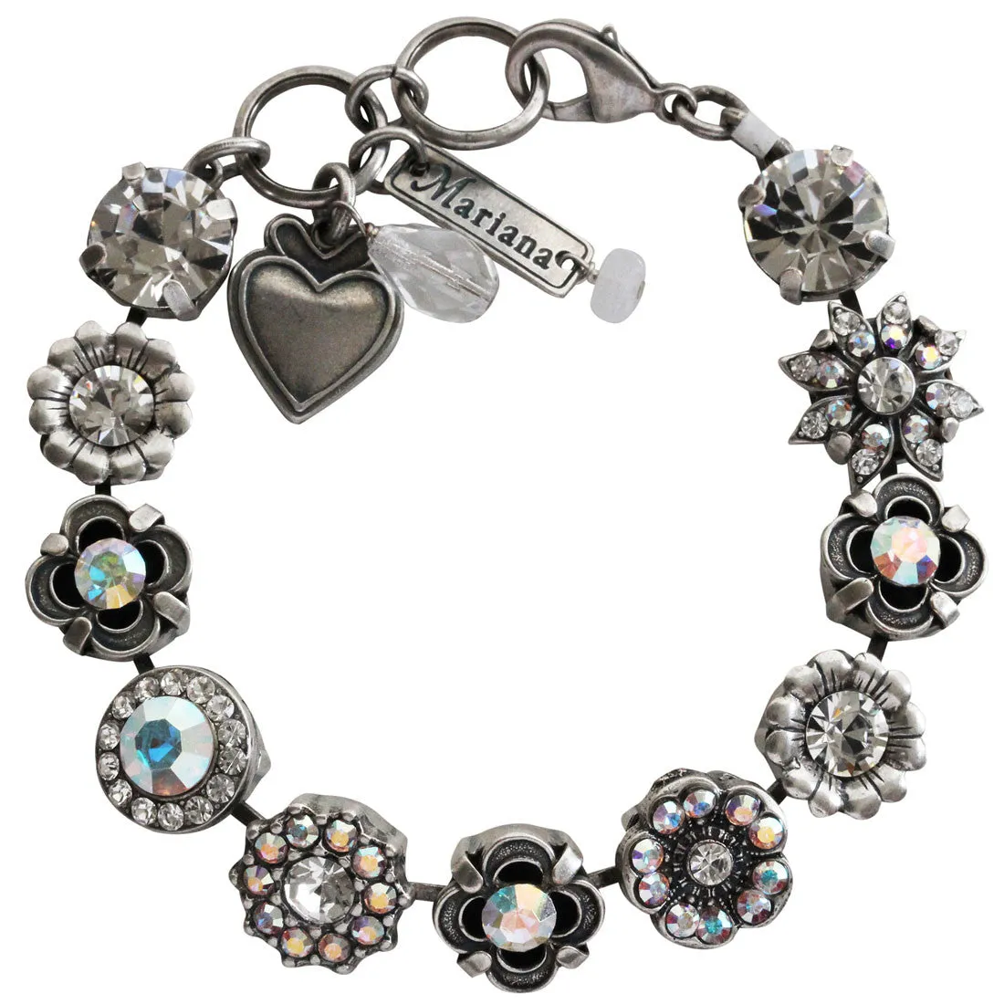 Mariana "On A Clear Day" Silver Plated Flower Garden Crystal Bracelet, AB 4072 0011AB