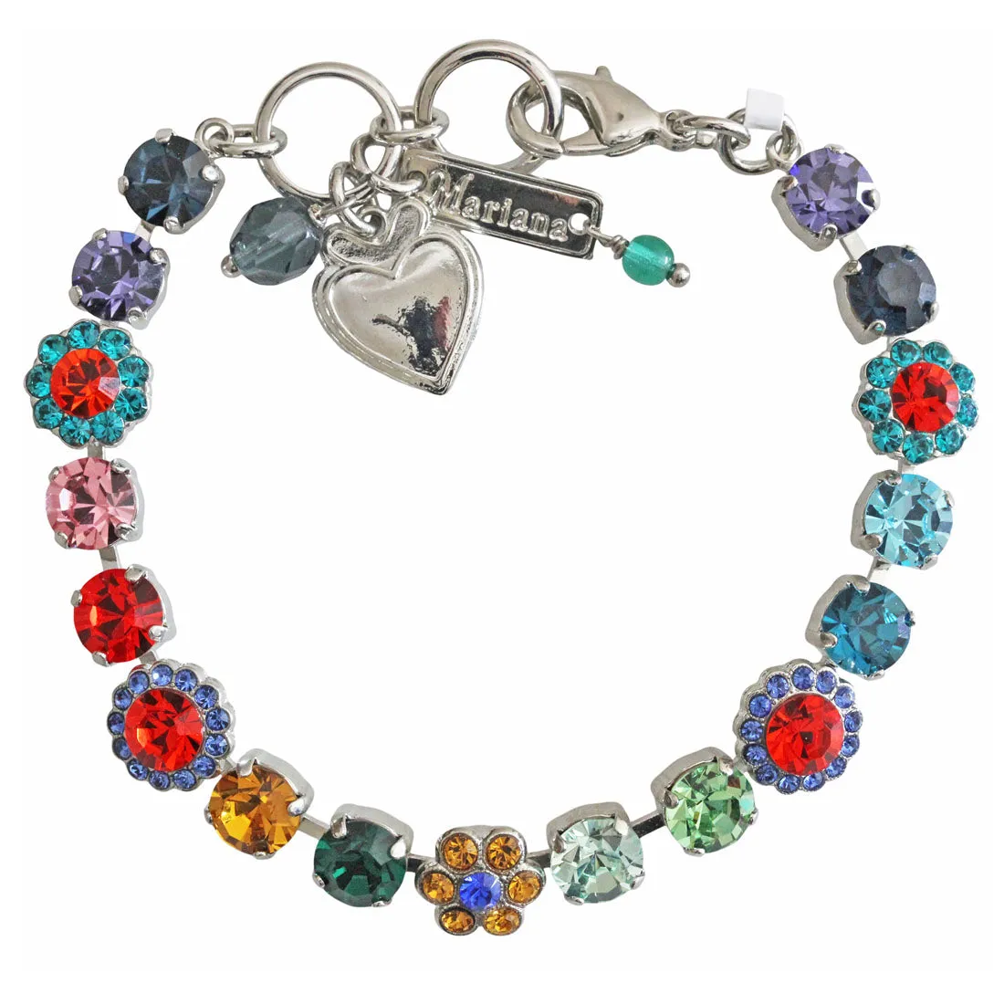 Mariana "Rainbow Fiesta" Rhodium Plated Must-Have Blossom Crystal Bracelet, 4173/3 888885ro
