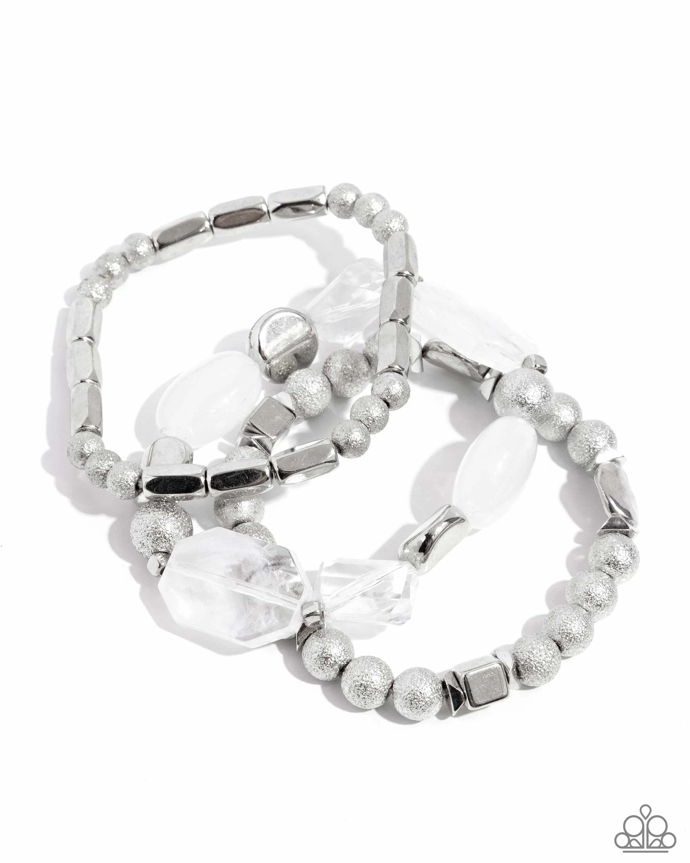 Marina Magic - White - Beaded Paparazzi Stretchy Bracelet