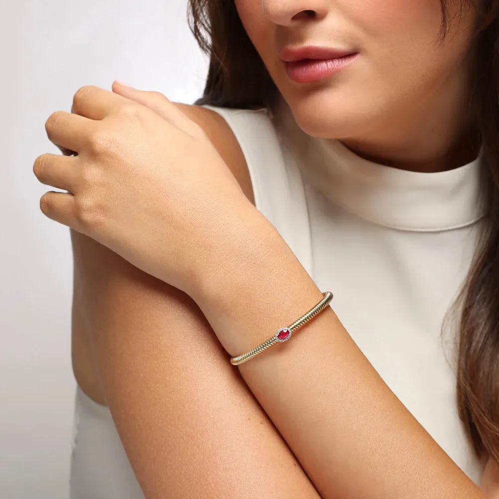 Mark Henry 18k Yellow Gold Ruby and Diamond Flex Bangle