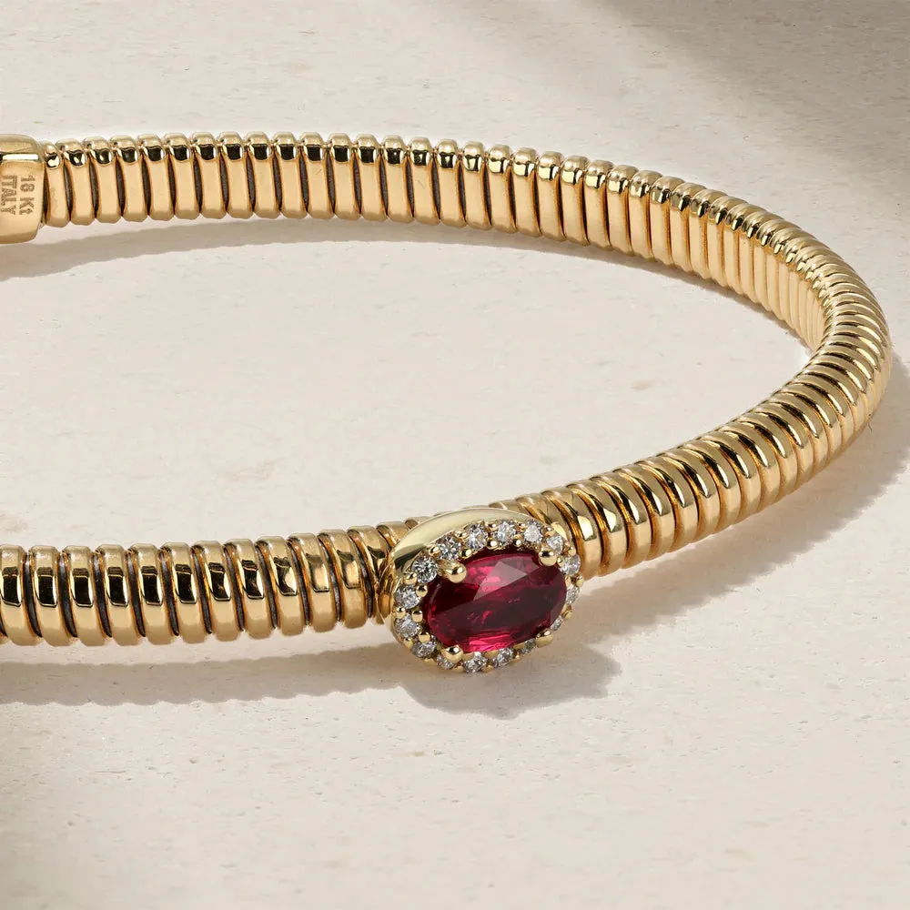 Mark Henry 18k Yellow Gold Ruby and Diamond Flex Bangle