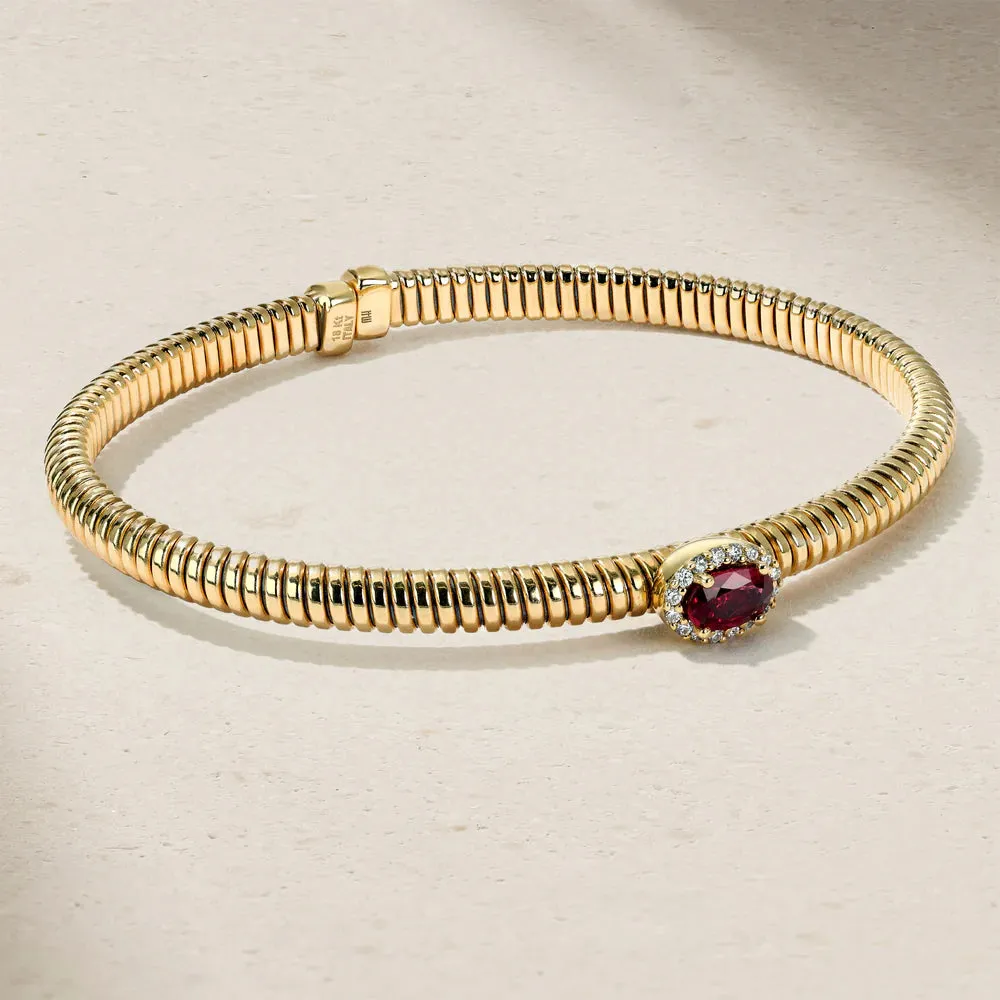 Mark Henry 18k Yellow Gold Ruby and Diamond Flex Bangle