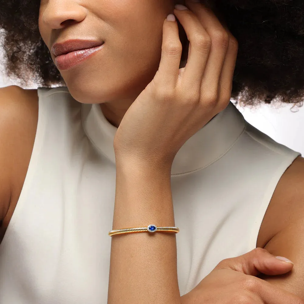 Mark Henry 18k Yellow Gold Sapphire and Diamond Flex Bangle