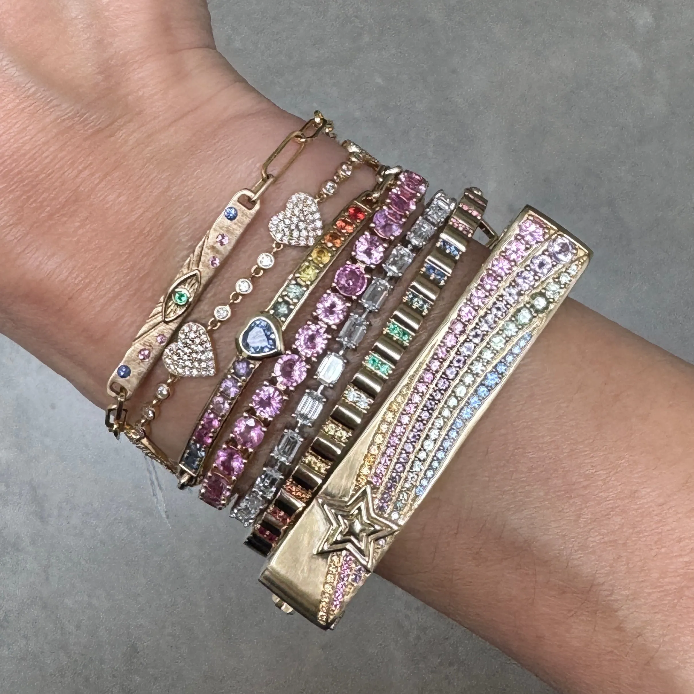 Medium Evil Eye Double-Sided Bar Bracelet