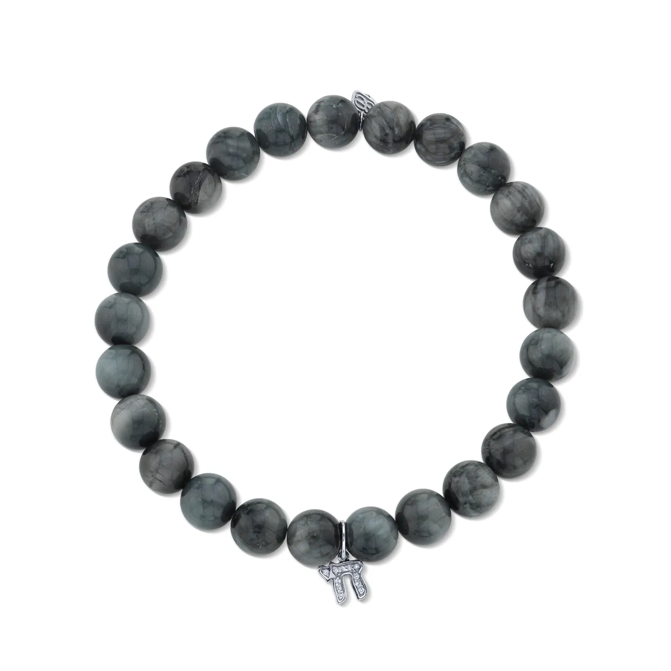 Men's Collection Gold & Diamond Chai on Grey Cat's Eye