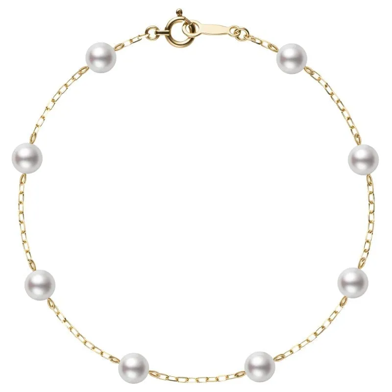 Mikimoto 18K Yellow Gold Pearl Station Bracelet