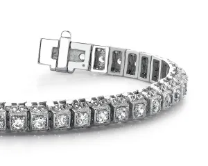 Milgrain Square Link Diamond Bracelet with 5.76 ct.(finished) 3.5mm
