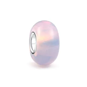 Milky Pink Opaque Murano Glass Charm Bead Sterling Silver Core for Bracelets
