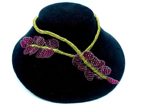 Mindy Lam - Wire Wrap Leaf Bracelet in Ruby Swarovski Crystals