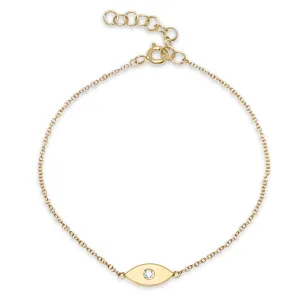 Mini Evil Eye Bracelet with White or Blue Diamond