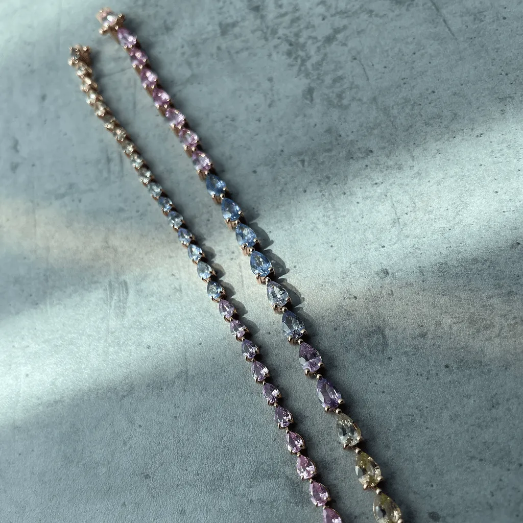 Mini Pear Shape Multicolored Sapphire Bracelet
