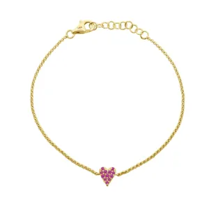 Mini Pink Sapphire Heart Bracelet