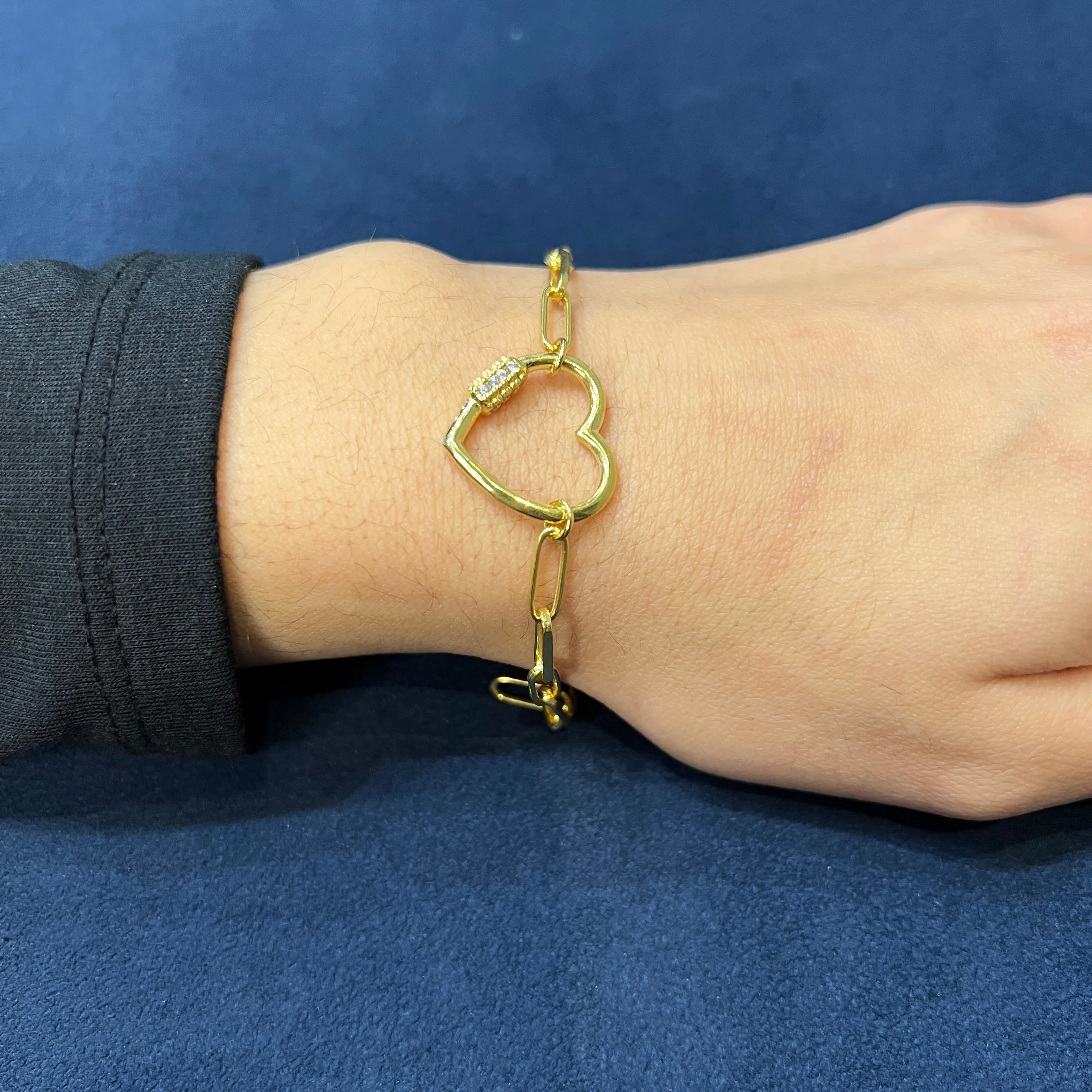 Miss Mimi Sterling Silver 18K Yellow Gold Heart Paperclip Bracelet