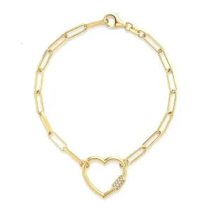 Miss Mimi Sterling Silver 18K Yellow Gold Heart Paperclip Bracelet