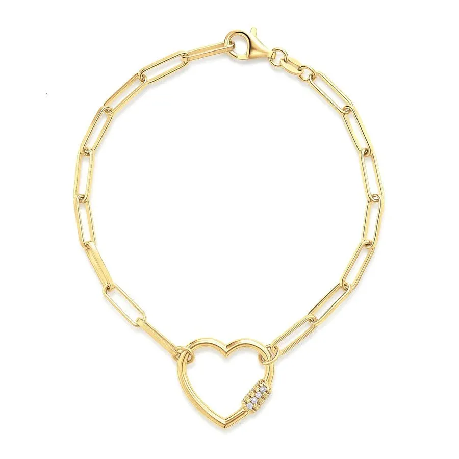 Miss Mimi Sterling Silver 18K Yellow Gold Heart Paperclip Bracelet