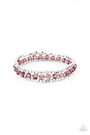 Mix and Mash - Purple - Square Crystal and Silver Cube Bead Paparazzi Stretchy Bracelet