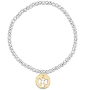 Mixed Metal- Sterling Bead Bracelet w/Guardian Angel Charm