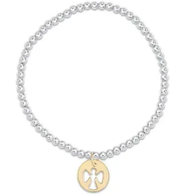 Mixed Metal- Sterling Bead Bracelet w/Guardian Angel Charm