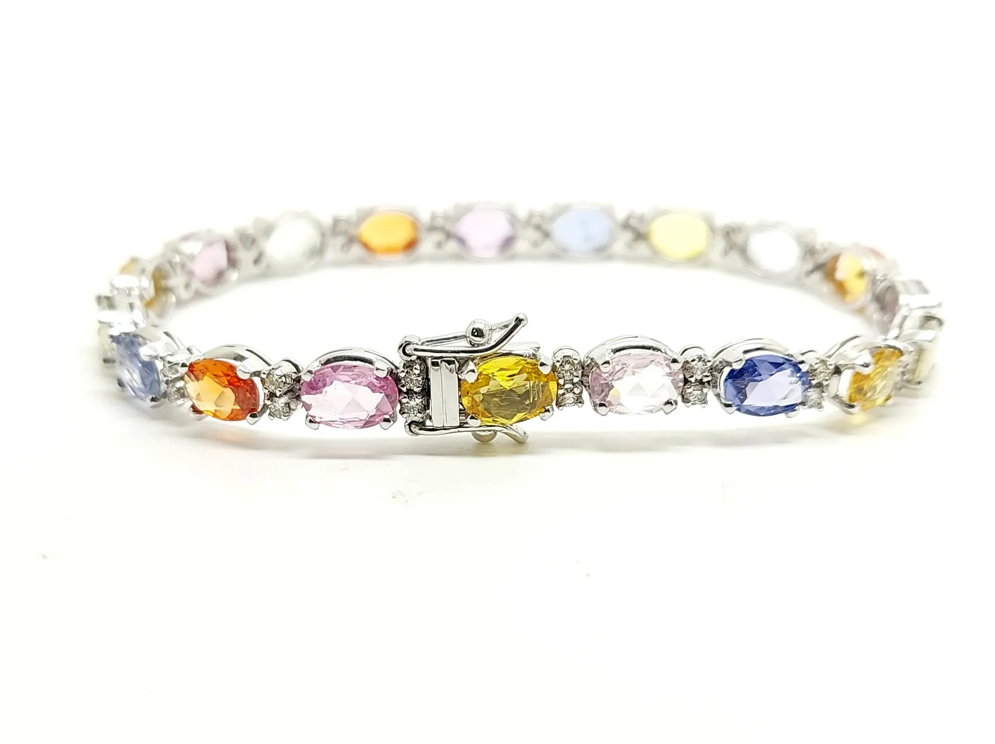 Mixed Sapphire and Diamond Alternating Bracelet AD No. 2404