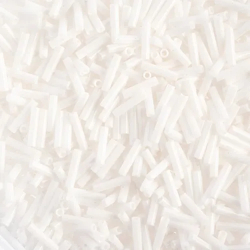 Miyuki Slender Bugle 1.3x6mm Chalk White Opaque - apx 16g Vial
