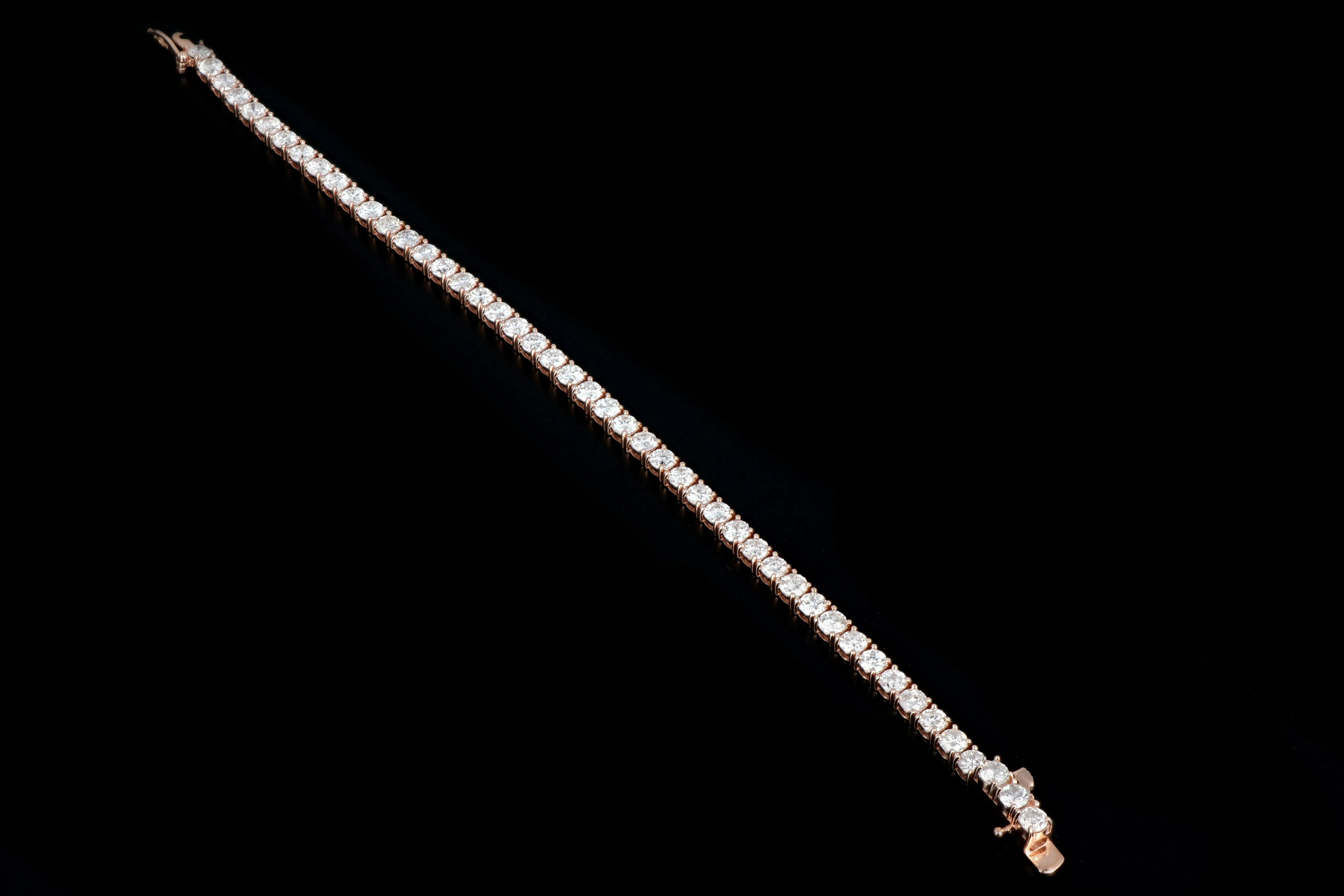 Modern 14K Rose Gold 7.45 Carat Diamond Tennis Bracelet