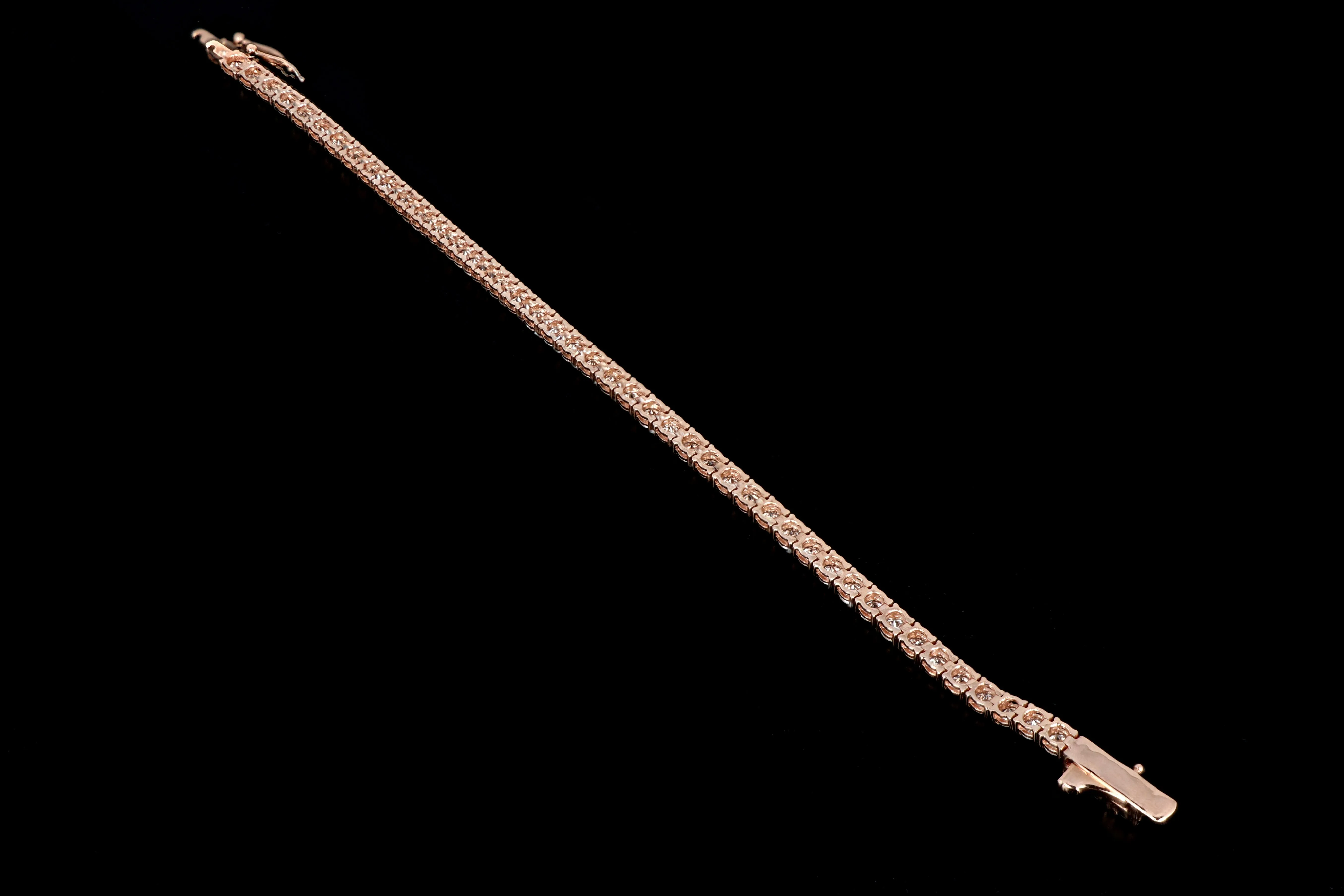 Modern 14K Rose Gold 7.45 Carat Diamond Tennis Bracelet