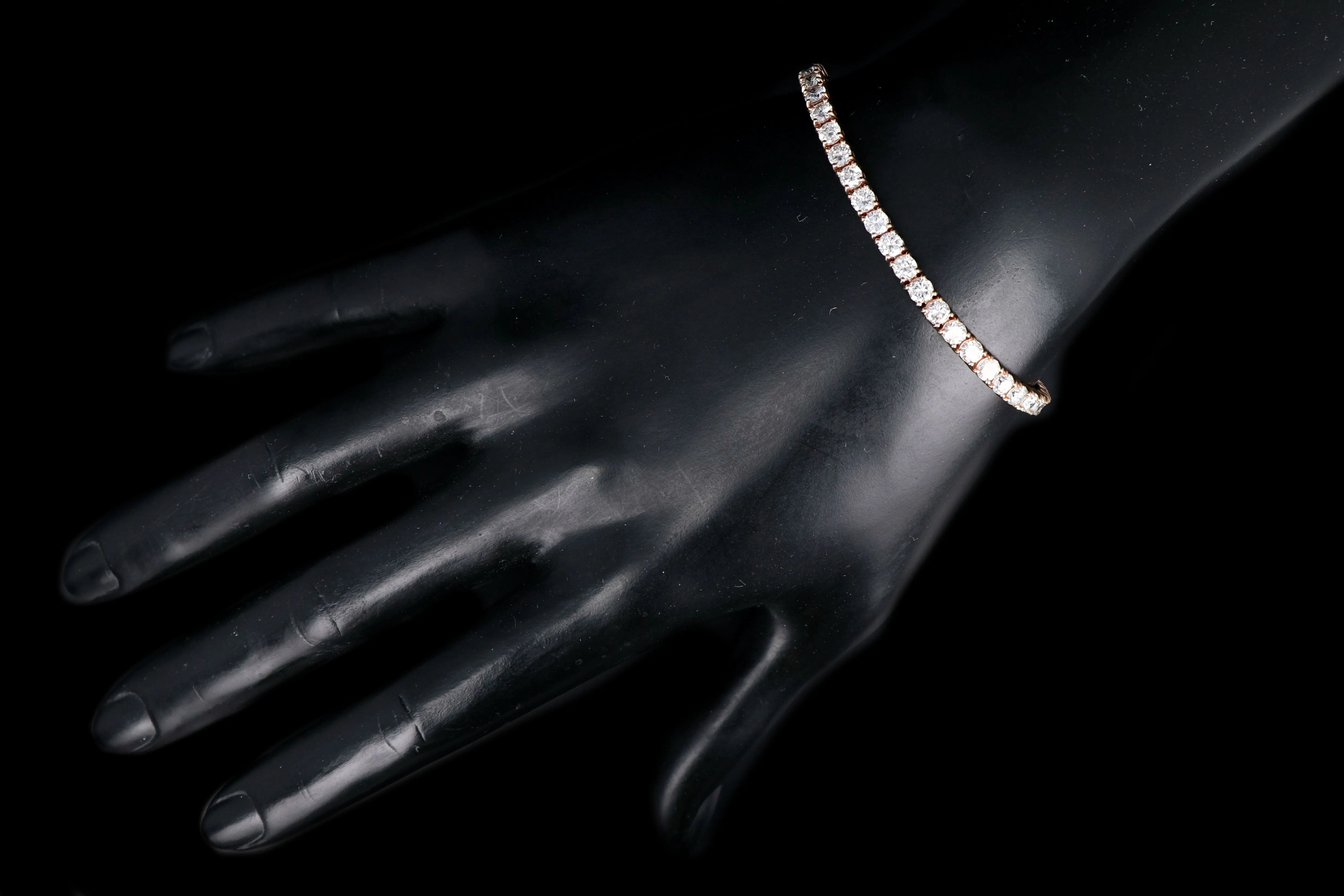 Modern 14K Rose Gold 7.45 Carat Diamond Tennis Bracelet