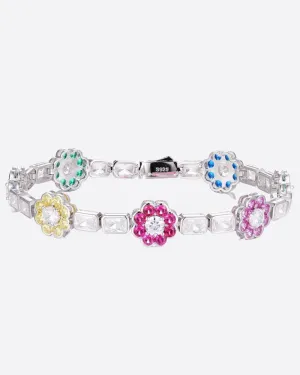MOISSANITE FLOWER BAGUETTE BRACELET.