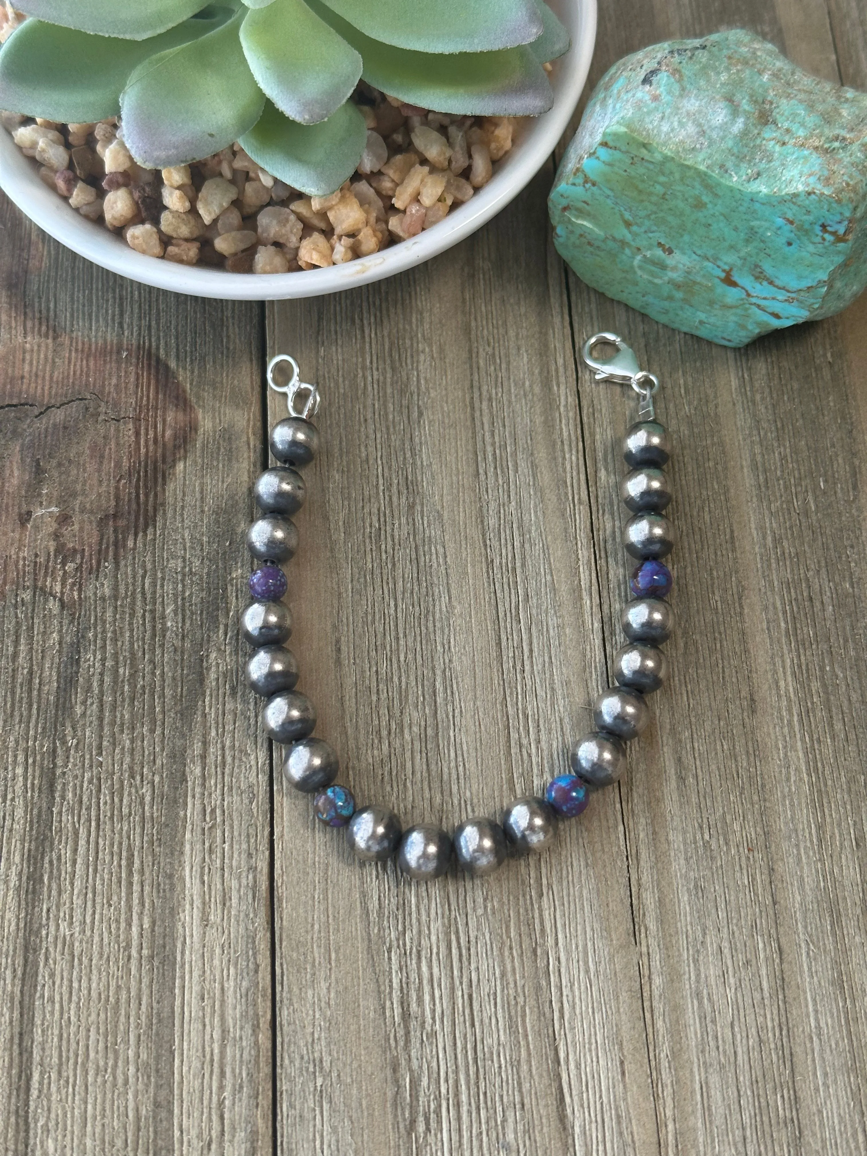 Mojave and "Navajo Style" Pearl Bracelet