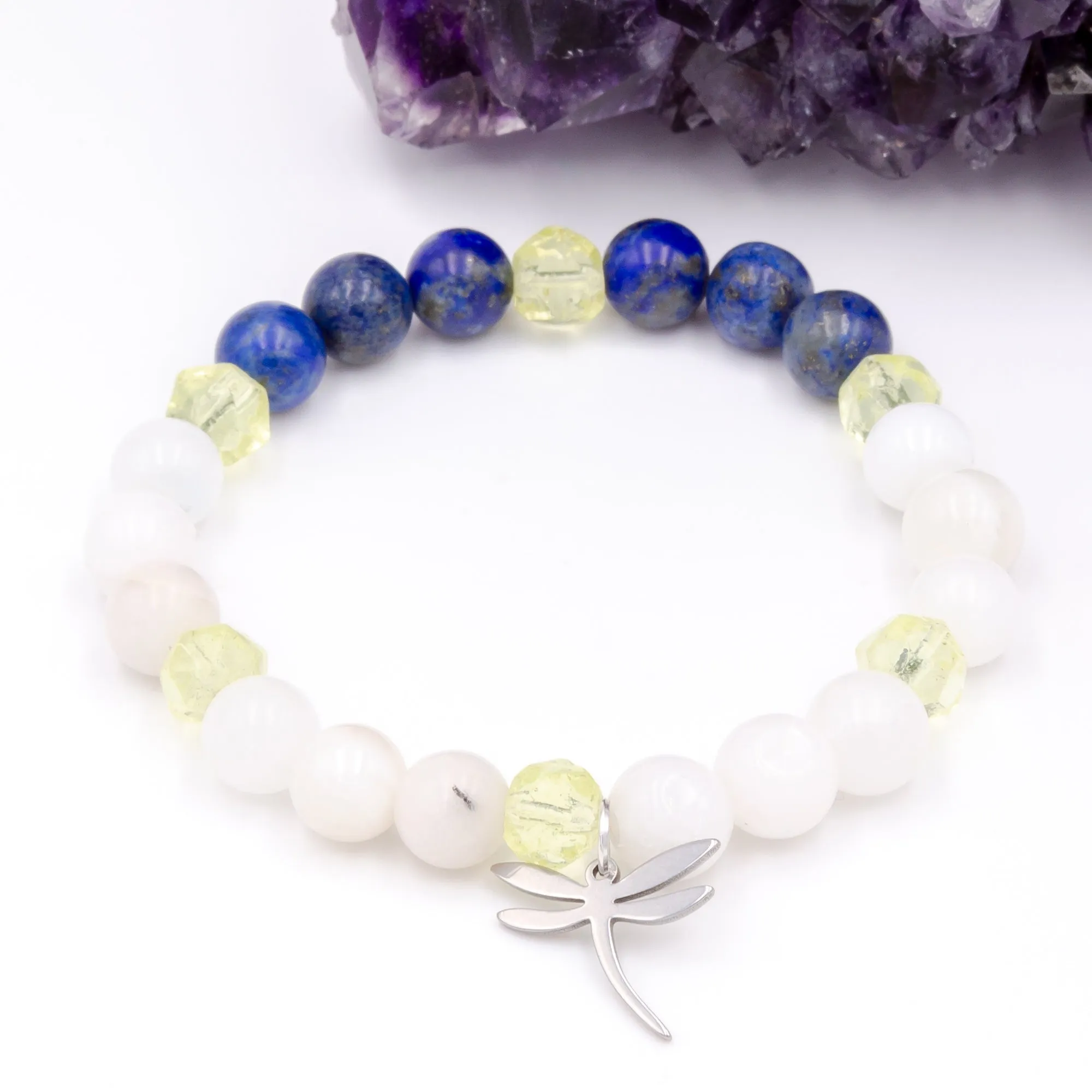 Moonstone Lapis Dragonfly Bracelet