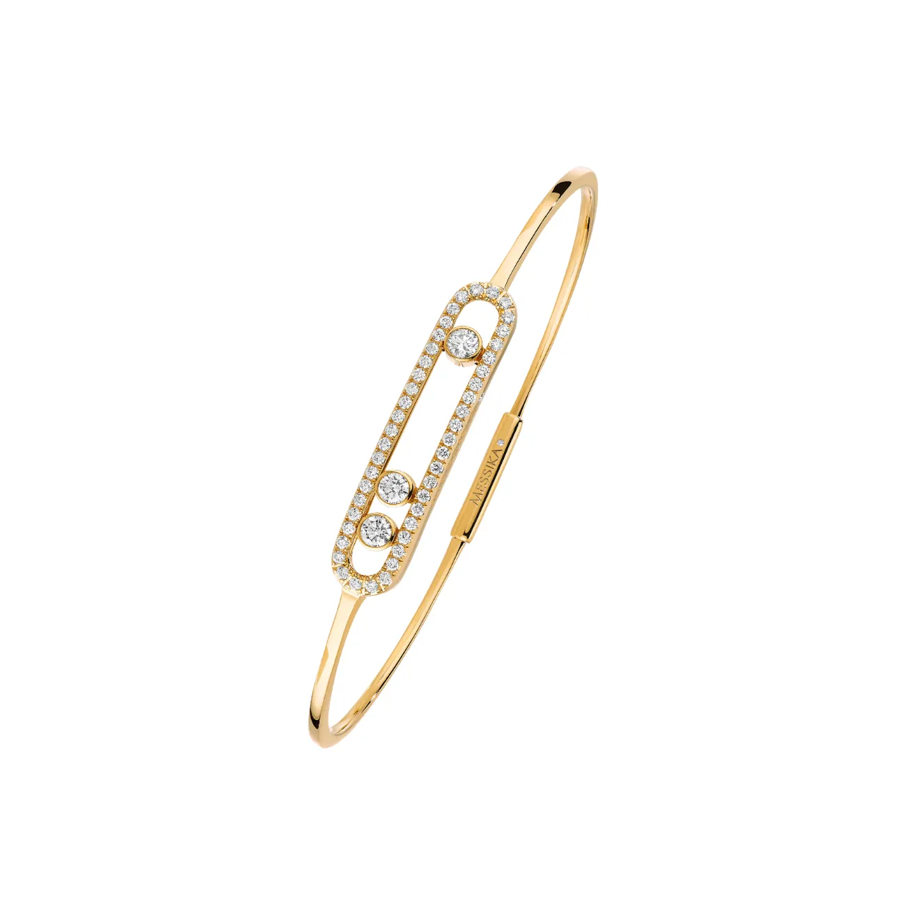Move Thin 18K Yellow Gold Pavé Diamond Bracelet