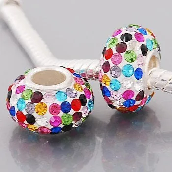 Multi color Swarvoski Crystal european Charm Bead