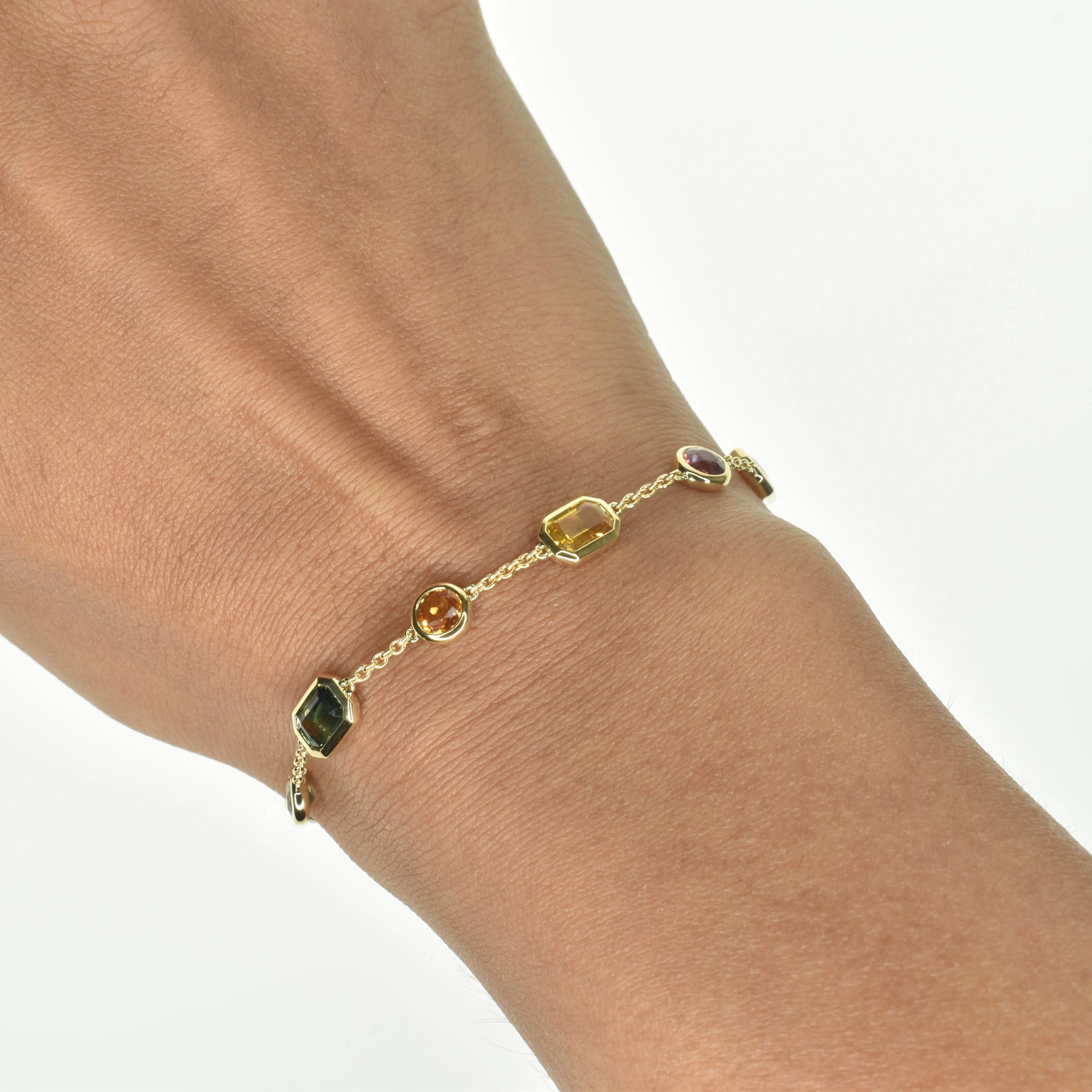 Multi Shaped Rainbow Sapphire Bracelet