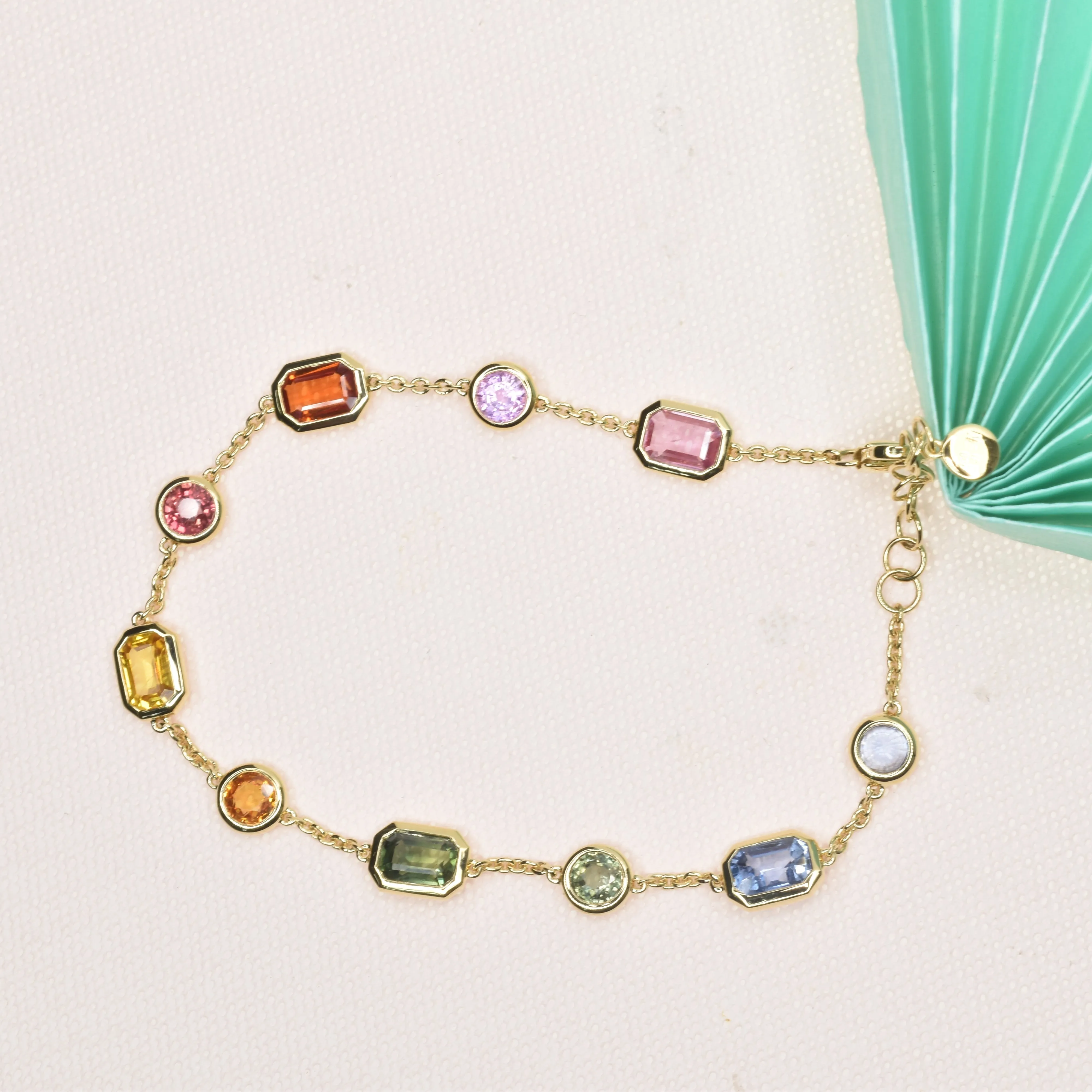 Multi Shaped Rainbow Sapphire Bracelet
